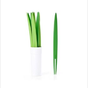 Bamboo Leaves Green Shape Fruit Fork