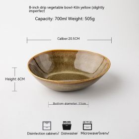 Nordic Style Ceramic Yellow Kiln Baked Glossy Dinosaur Egg Water Drop Bowl