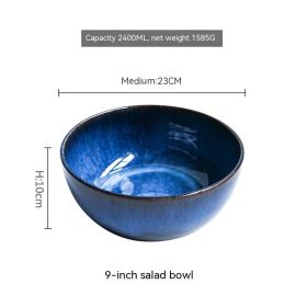 Creative Large Size Retro Tableware Household Bowl Porcelain Bowl
