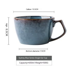 Retro Blue Ceramic Bowl Cup Large Cup